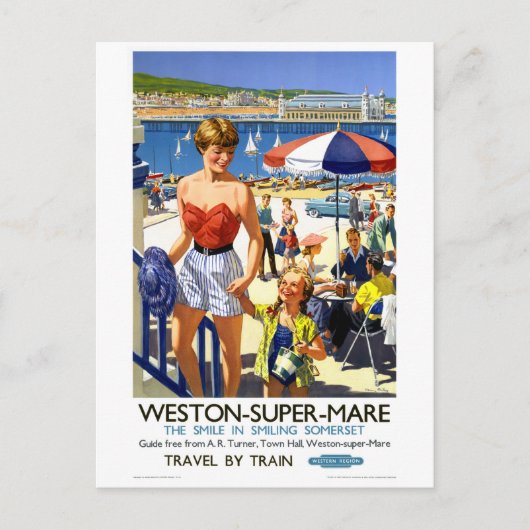イングランドすごいウェストンマーレヴィンテージ旅行ポスター ポストカード (正面)