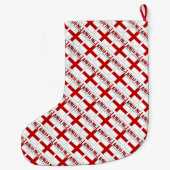 イングランドとイギリス国旗 タイルの赤いパーソナライズ ラージクリスマスストッキング (裏面)