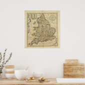 イングランドとウェールズの地図 ポスター (キッチン)