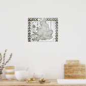 イングランドとウェールズの地図， 1644 ポスター (キッチン)