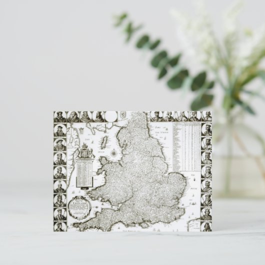 イングランドとウェールズの地図, 1644 ポストカード (スタンド正面)