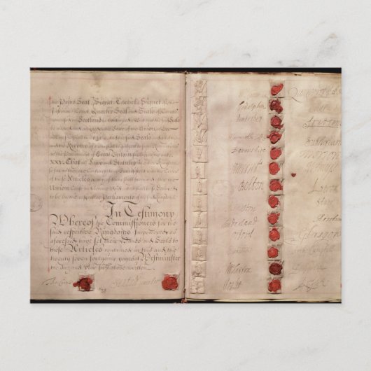 イングランドとスコットランドの連合条約 ポストカード (正面)