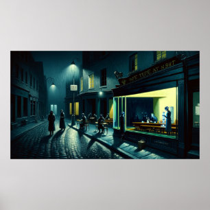 「イングランドのカフェテラスで新しいよだかは」 ポスター