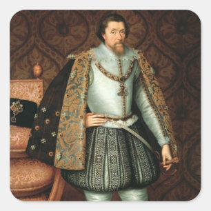 イングランドのキング・ジェームズ1世(1566-1625) (キャンバス上の油) スクエアシール