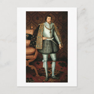 イングランドのキング・ジェームズ1世(1566-1625) (キャンバス上の油) ポストカード