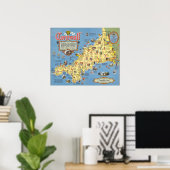 イングランドのコーンウォールの地図 ポスター (ホームオフィス)