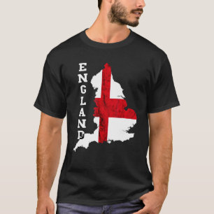 イングランドの地図セントジョージ十字英州旗(英語) Tシャツ