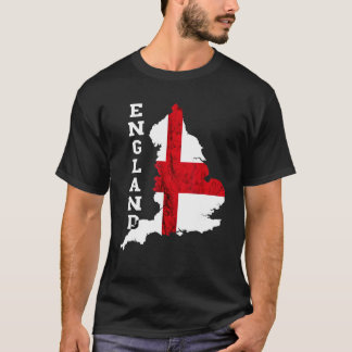 イングランドの地図セントジョージ十字英州旗(英語) Tシャツ