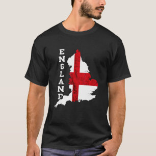 イングランドの地図セントジョージ十字英州旗（英語） Tシャツ