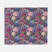 イングランドの庭の濃厚な花の寄せ植え フリースブランケット (正面(横))