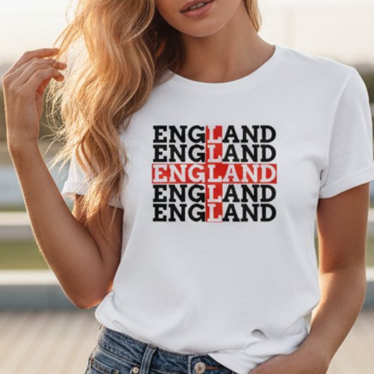 イングランドの旗の名前を繰り返すタイポグラフィ サッカー ファン Tシャツ