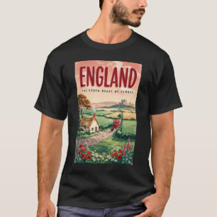 イングランドの田舎のイラスト 旅行アート レトロ Tシャツ