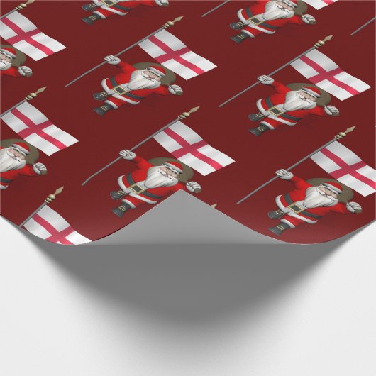 イングランドの看板のあるサンタクロース ラッピングペーパー (角)