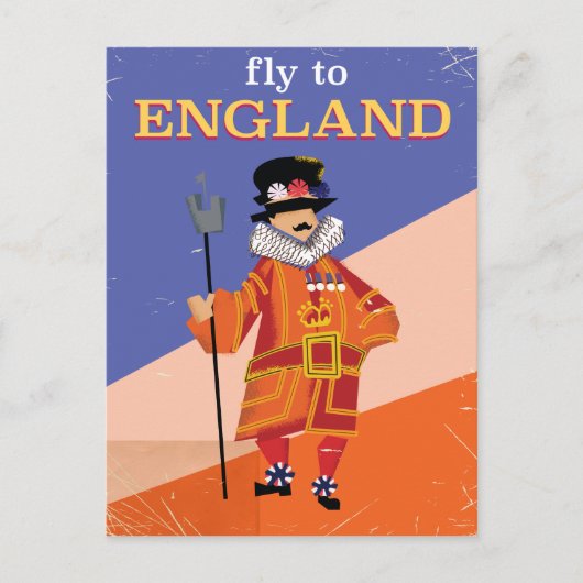 イングランドへ飛べ vintage 旅行ポスター ポストカード (正面)