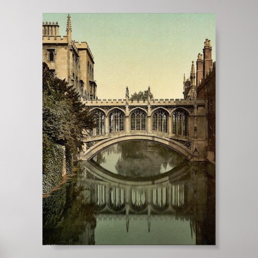 イングランドヴィンテージ写真、ケンブリッジのBridge of Sighs ポスター (正面)