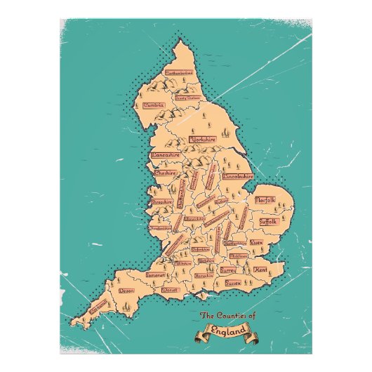 イングランドヴィンテージ郡地図 フォトプリント            (正面)