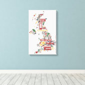 イングランド地図の記号 キャンバスプリント (インサイチュ (ウッドフロア))