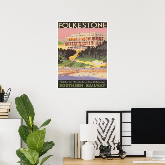イングランド旅行プリント、フォークストーンイングランド ポスター (ホームオフィス)