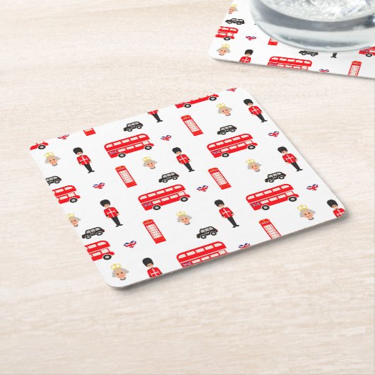 イングランド記号パターン スクエアペーパーコースター (アングル)