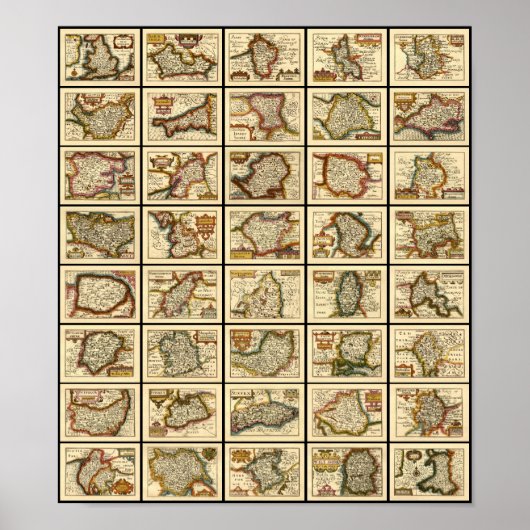 イングランド、ウェールズおよび全イングリッシュ郡地図 ポスター (正面)