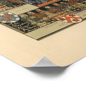 イングランド，ケンブリッジの絵画地図 ポスター (角)