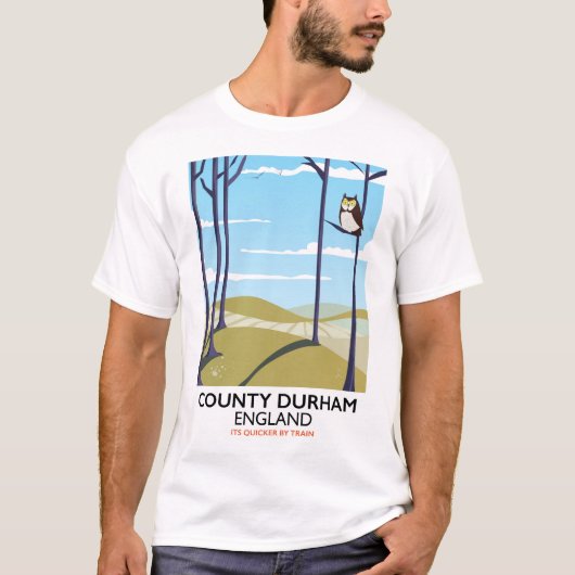 イングランド ダラム州の電車ポスター Tシャツ (正面)