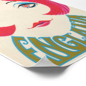 イングランド、モダングルーヴィーガール、レトロヴィンテージ旅行 ポスター (角)