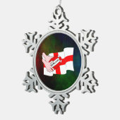 イングランド・ラグビー・チーム・サポーター国旗とボール スノーフレークピューターオーナメント (右)