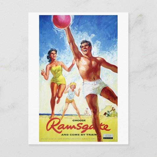 イングランド・ラムスゲート復元ヴィンテージ旅行ポスター ポストカード (正面)