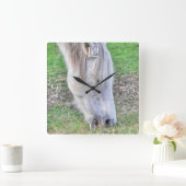 イングランド,ワイルドグレーズニューフォレストポニーハンプシャー スクエア壁時計 (ホーム)