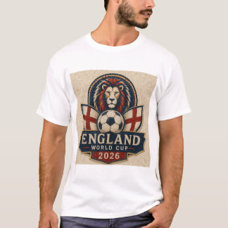 イングランド ワールドカップ 2026 モザイク ライオン フットボール デザイン Tシャツ