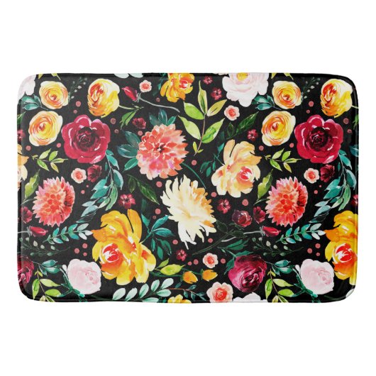 イングリッカラフルグガーデンサマーウォーターカラー花 バスマット