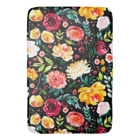 イングリッカラフルグガーデンサマーウォーターカラー花 バスマット (正面縦)