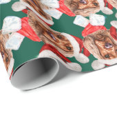 イングリッシュおもしろいコッカークリスマスパターン ラッピングペーパー (ロールコーナー)