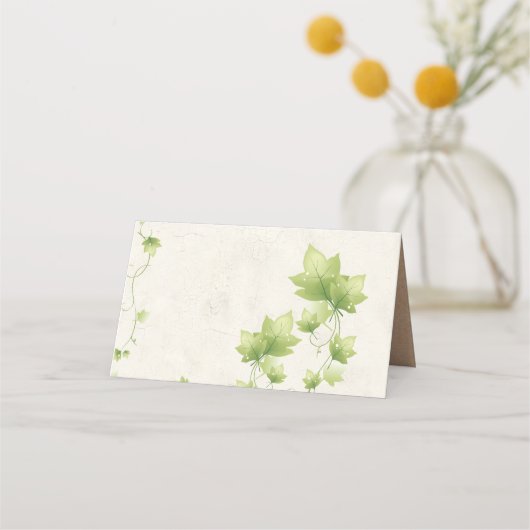 イングリッシュアイビー結婚の折り畳み座席表 プレイスカード (裏面)