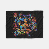 イングリッシュカラフルブルドッグポートレート フリースブランケット (正面(横))