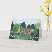 イングリッシュカントリーコテージハウス空白のカード カード (黄色い花)