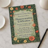 イングリッシュカントリー　ウィリアムモリススタイルのハウスウォーミン 招待状