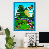 イングリッシュガーデンお洒落フォークアート ポスター (ホームオフィス)