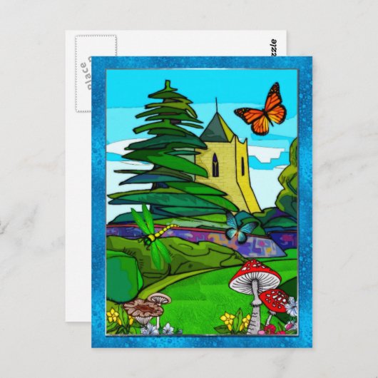 イングリッシュガーデンお洒落フォークアート ポストカード (正面/裏面)