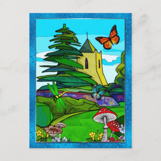 イングリッシュガーデンお洒落フォークアート ポストカード (正面)