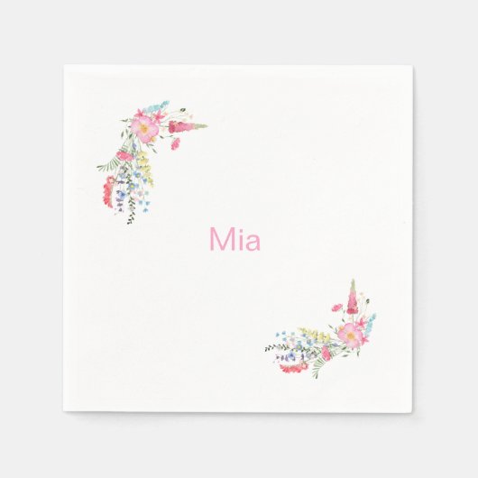 イングリッシュガーデンパーソナライズされたバースデーパーティー スタンダードカクテルナプキン (正面)