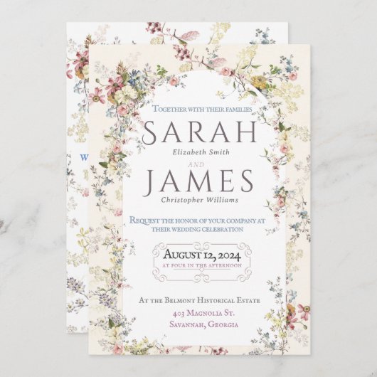 イングリッシュガーデンパーティー結婚式招待状 招待状 (正面/裏面)