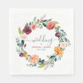 イングリッシュガーデンフラワーズリースカスタムウェディング文字 スタンダードランチョンナプキン (正面)