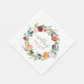 イングリッシュガーデンフラワーズリースカスタムウェディング文字 スタンダードランチョンナプキン (角)