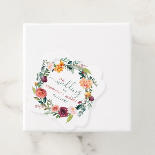 イングリッシュガーデンフラワーズリースカスタムウェディング文字 フェイバータグ (インサイチュ)