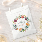 イングリッシュガーデンフラワーズリースカスタムウェディング文字 フェイバーバッグ (クリップ留めされた状態)