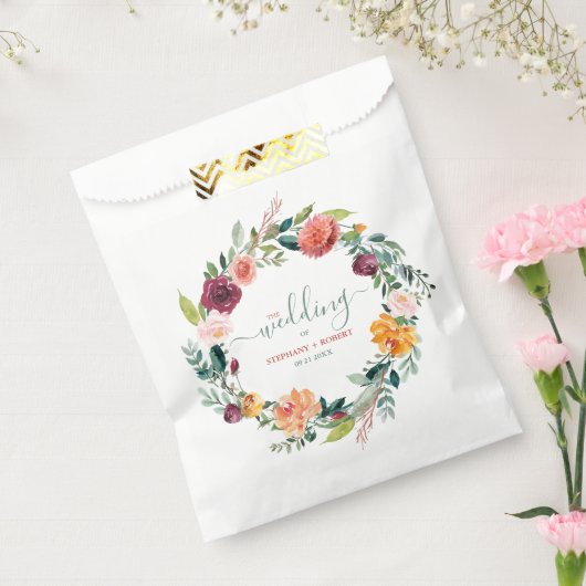 イングリッシュガーデンフラワーズリースカスタムウェディング文字 フェイバーバッグ (封をした状態)