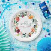 イングリッシュガーデンフラワーズリースカスタムウェディング文字 ペーパープレート (パーティー)