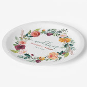 イングリッシュガーデンフラワーズリースカスタムウェディング文字 ペーパープレート (アングル)
